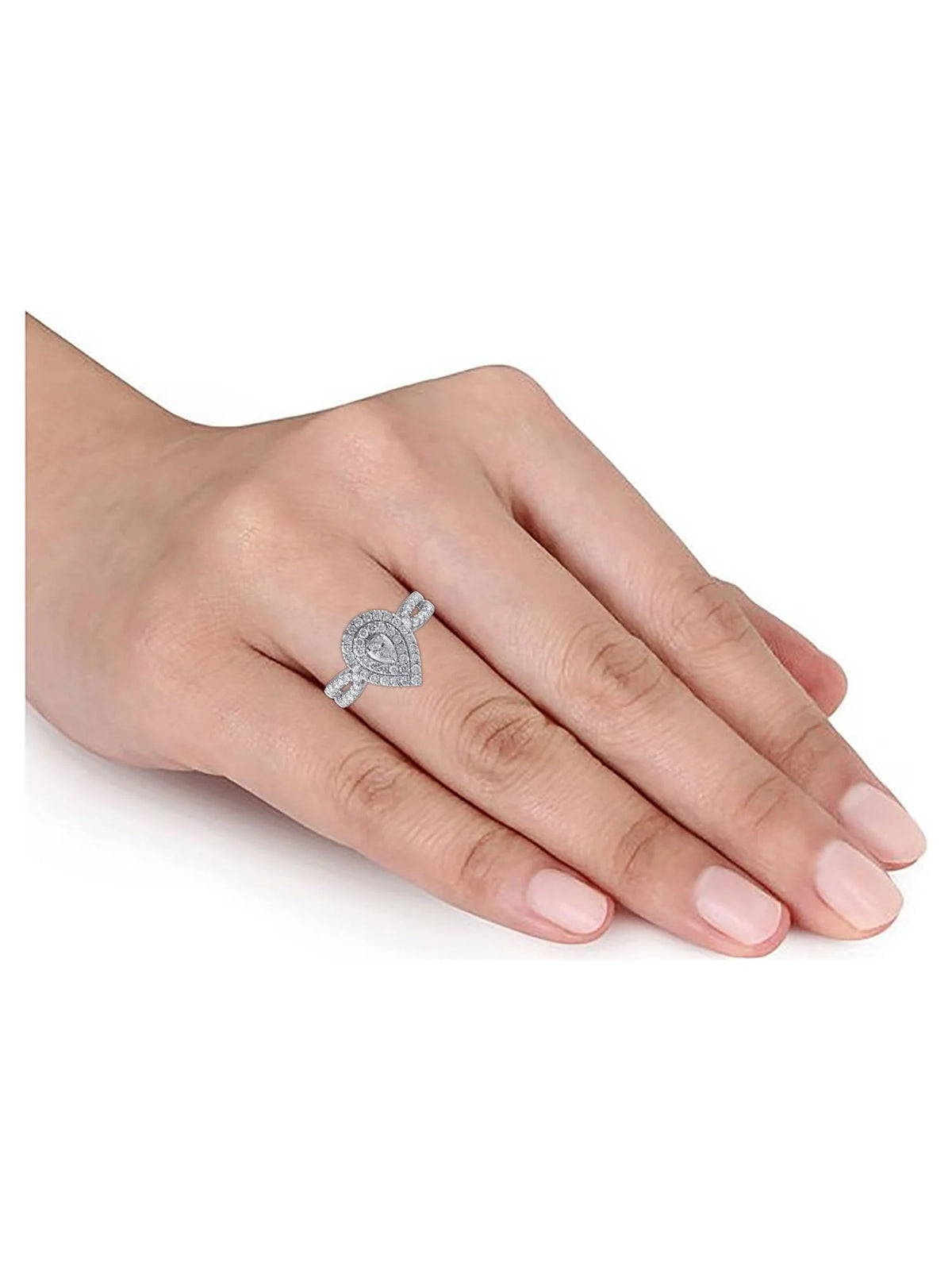 Pear cut Diamond Engagement Ring in 10kt White Gold F738911