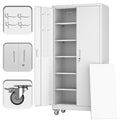 White Metal Storage Cabinet with Wheels S7453