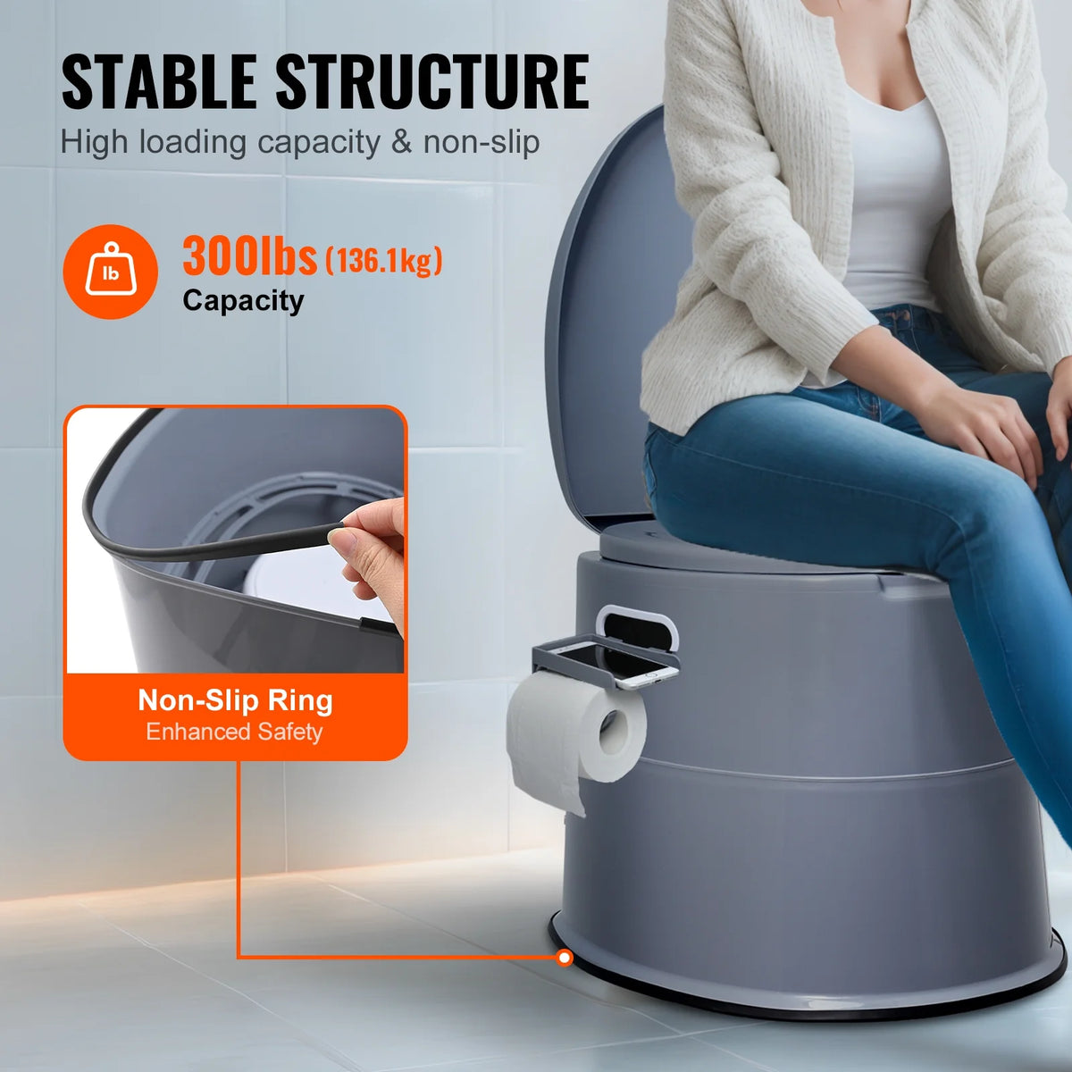 Portable Camping Toilet with Lid F503642