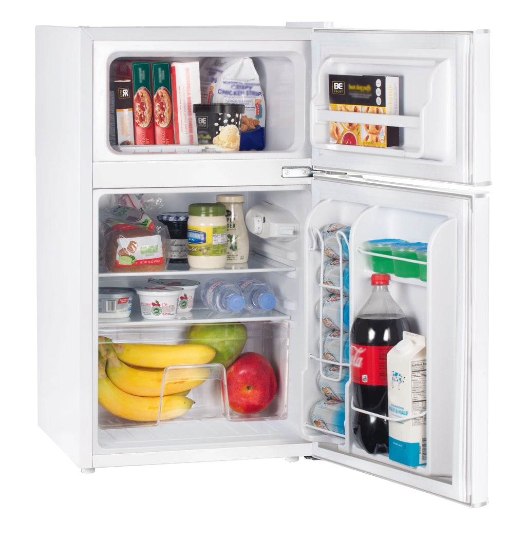 3.2 Cu Ft Two Door Mini Fridge with Freezer, White T996