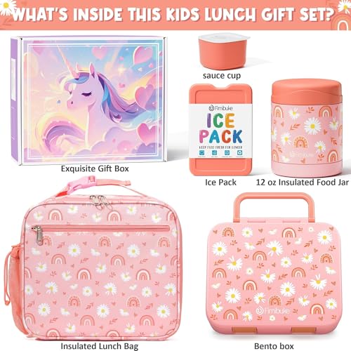 3-Compartment 32OZ Bento Lunch Box with Thermos, Lunch Bag, Insulated Food Jar & Ice Pack Set A302