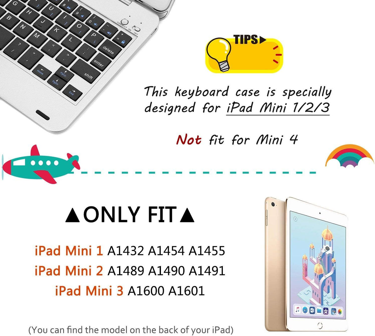 Wireless Keyboard Case for iPad Mini with Folding Stand (Black) V862233