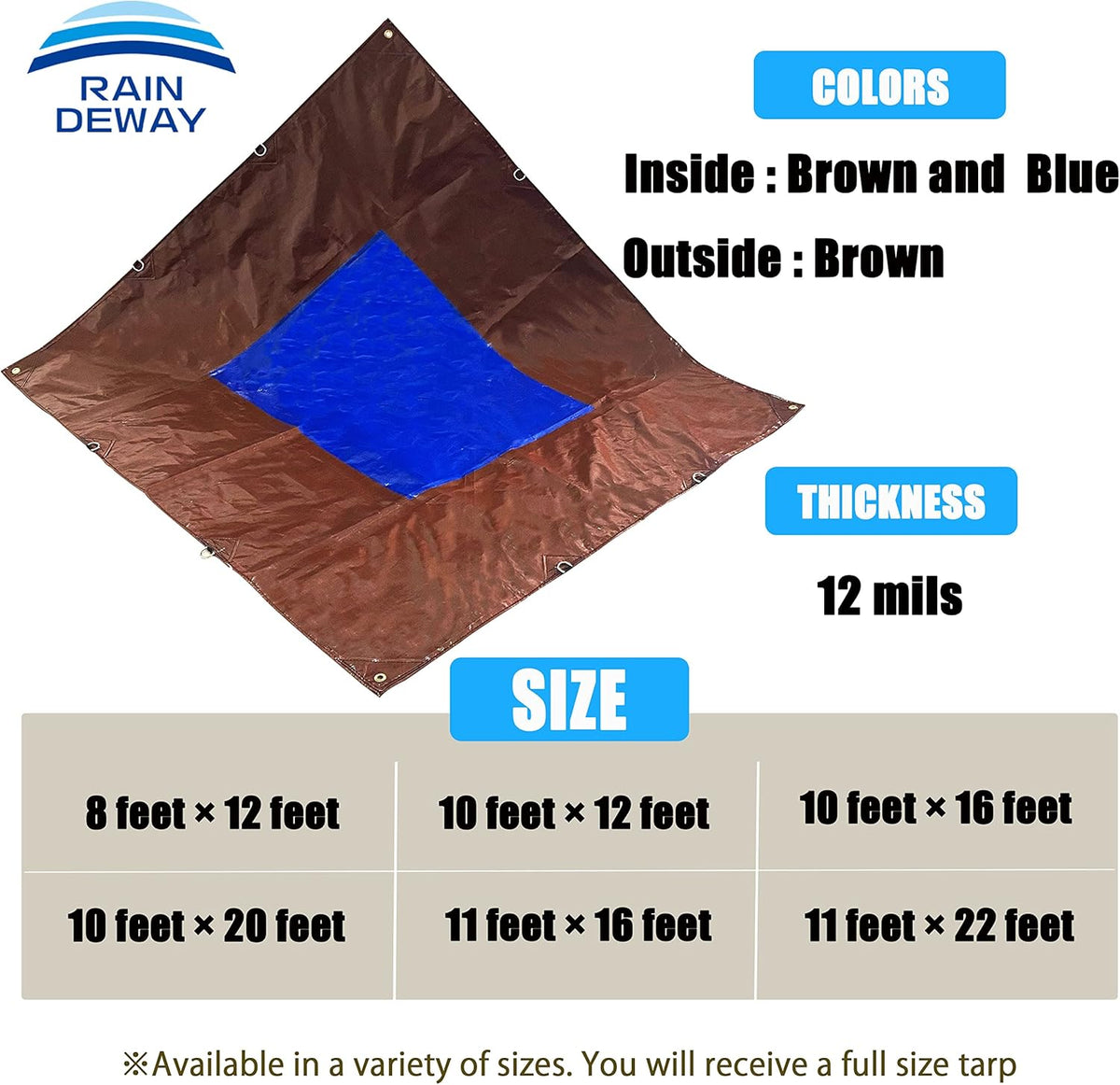Heavy Duty Truck Bed Tarp Cover 10x12 Feet with Grommets Q4597