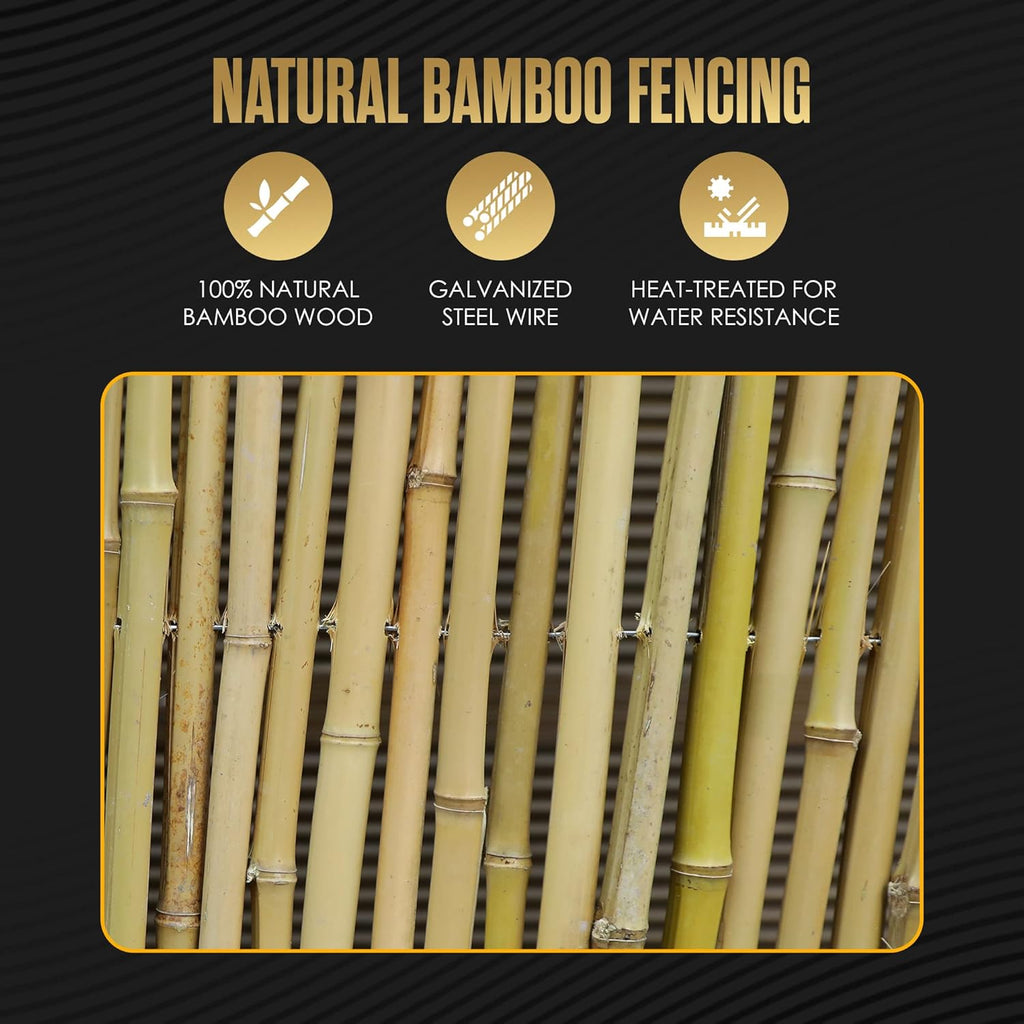 Bamboo Fence 8ft x 6ft Natural Privacy Screen H809