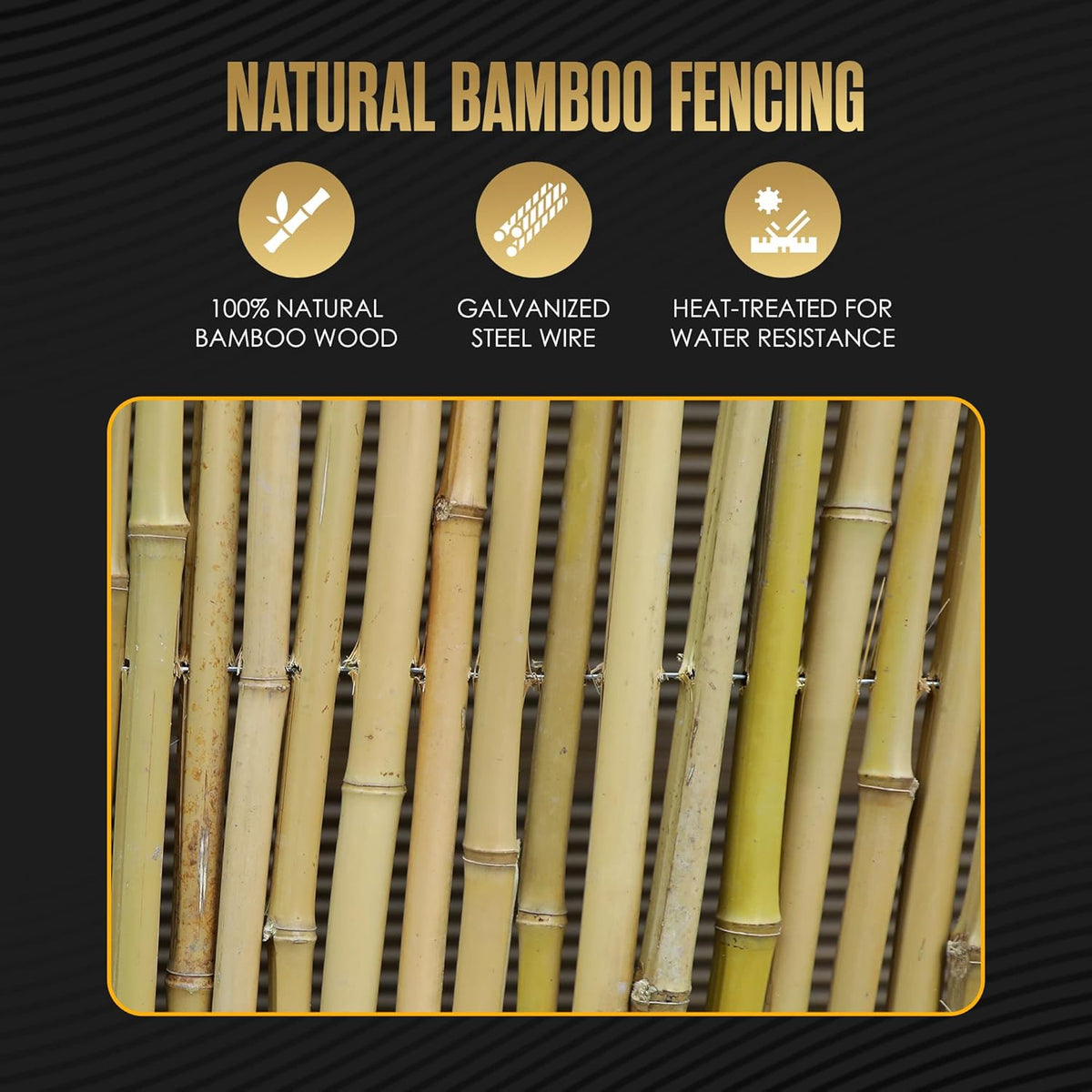 Bamboo Fence 8ft x 6ft Natural Privacy Screen H809