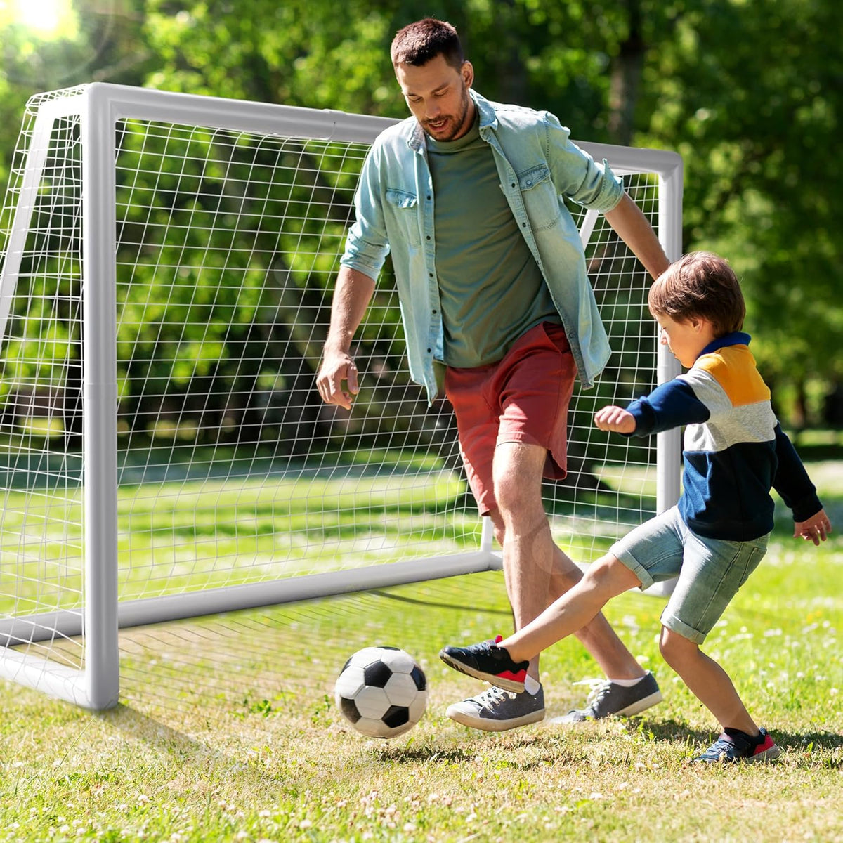 8x5ft Weatherproof PVC Soccer Goal with Carry Bag T870