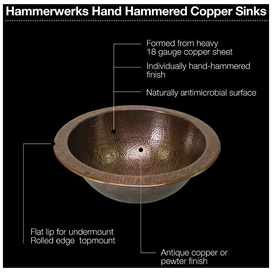 Antique Copper Undermount Lavatory Sink D853103