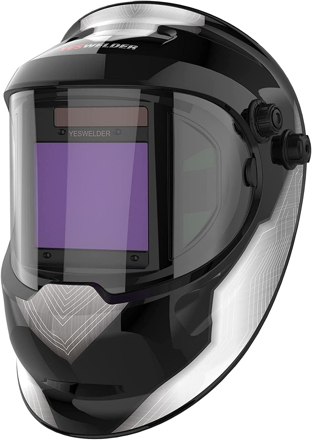 Large Viewing True Color Solar Powered Auto Darkening Welding Helmet with Side View, 4 Arc Sensor Wide Shade 4/5-9/9-13 Welder Mask V99694
