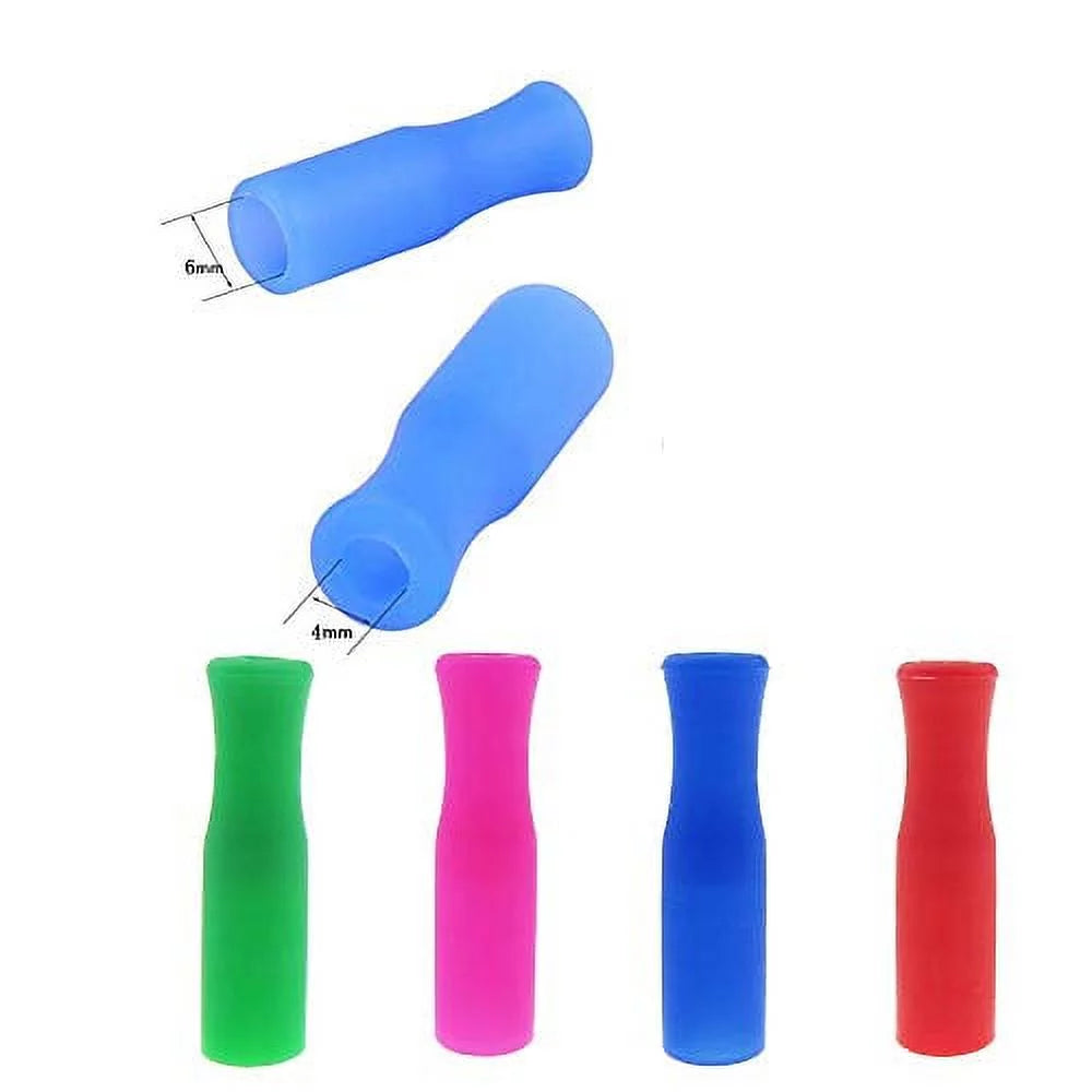 8pcs Reusable Rainbow Color Stainless Steel Straws with Silicone Tips and Cleaning Brush F267