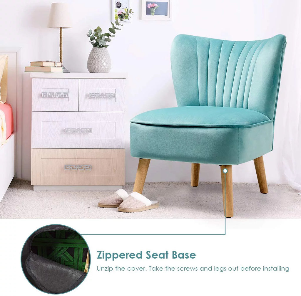 Velvet Armless Club Chair with Wood Legs G5604