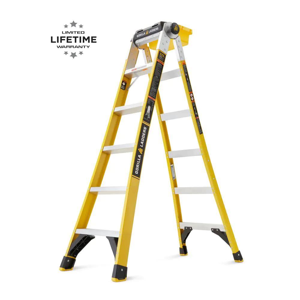 15 ft. Reach Twin Step Fiberglass Multi-Position Ladder, 375 lbs. Load Capacity Type IAA Duty Rating B7052