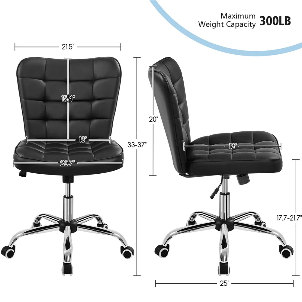Black Tufted Faux Leather Desk Chair R93785