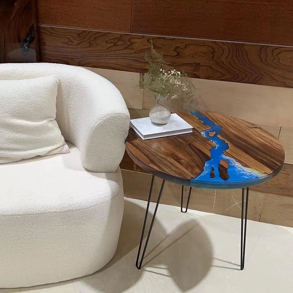 Round Teak Wood Resin Coffee Table B45759