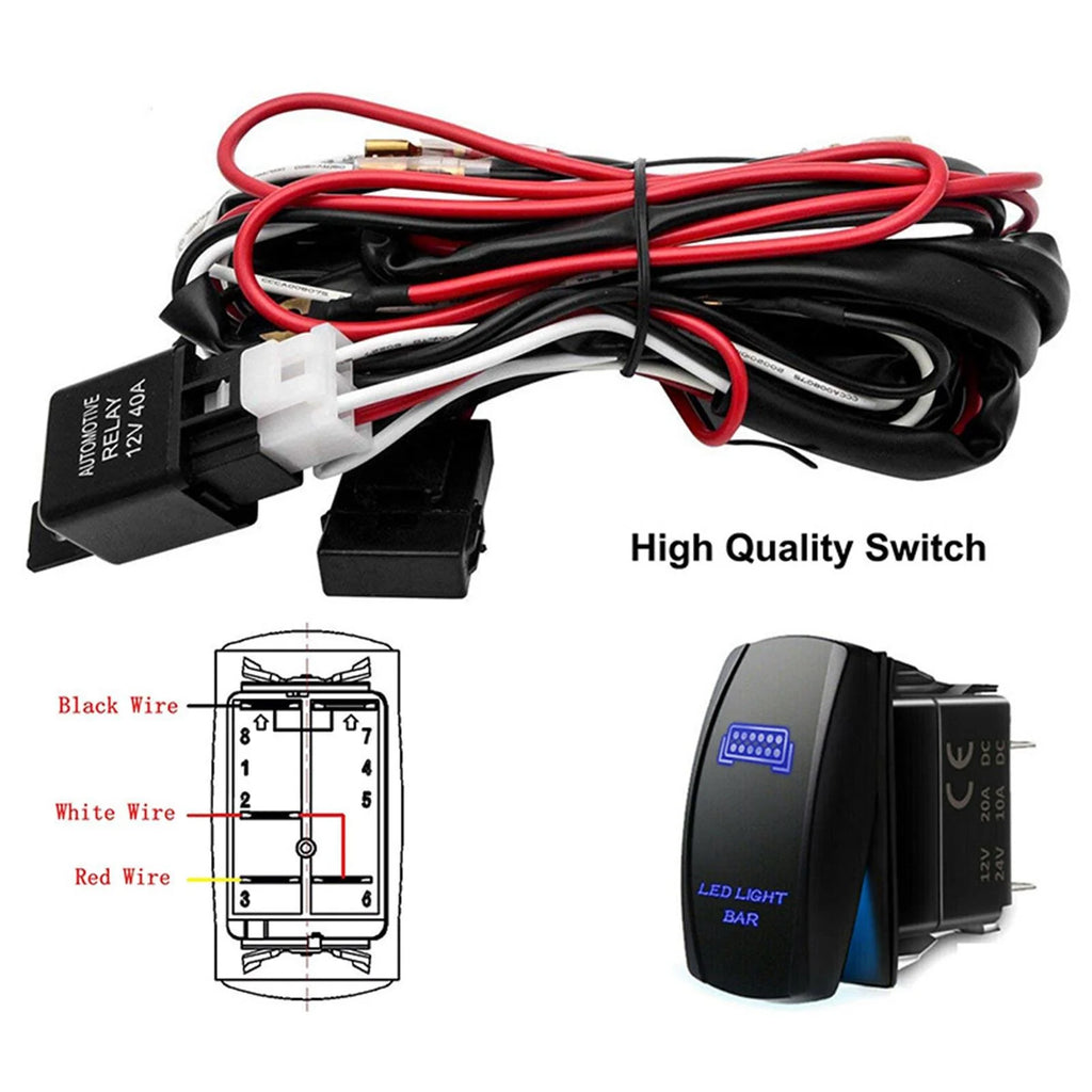 LED Work Wiring Harness 40A Relay Fuse 3M Y860