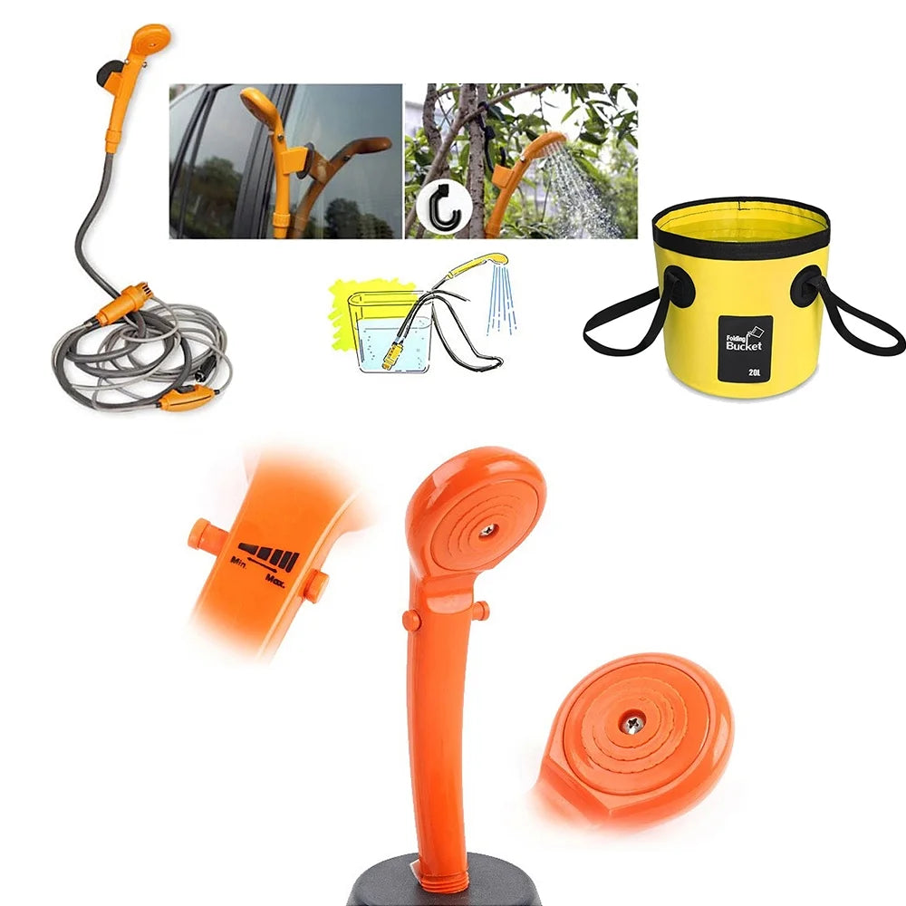 Folding Bucket Electric Camping Shower Kit Z812