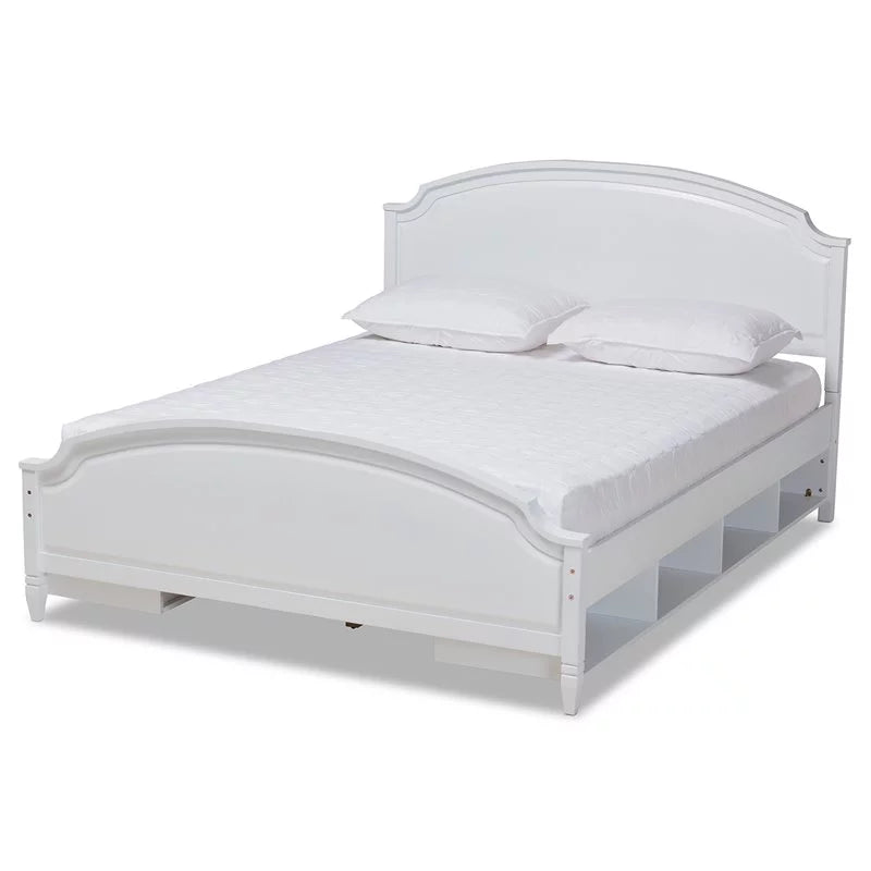 White Wood Queen Size Storage Platform Bed L87909