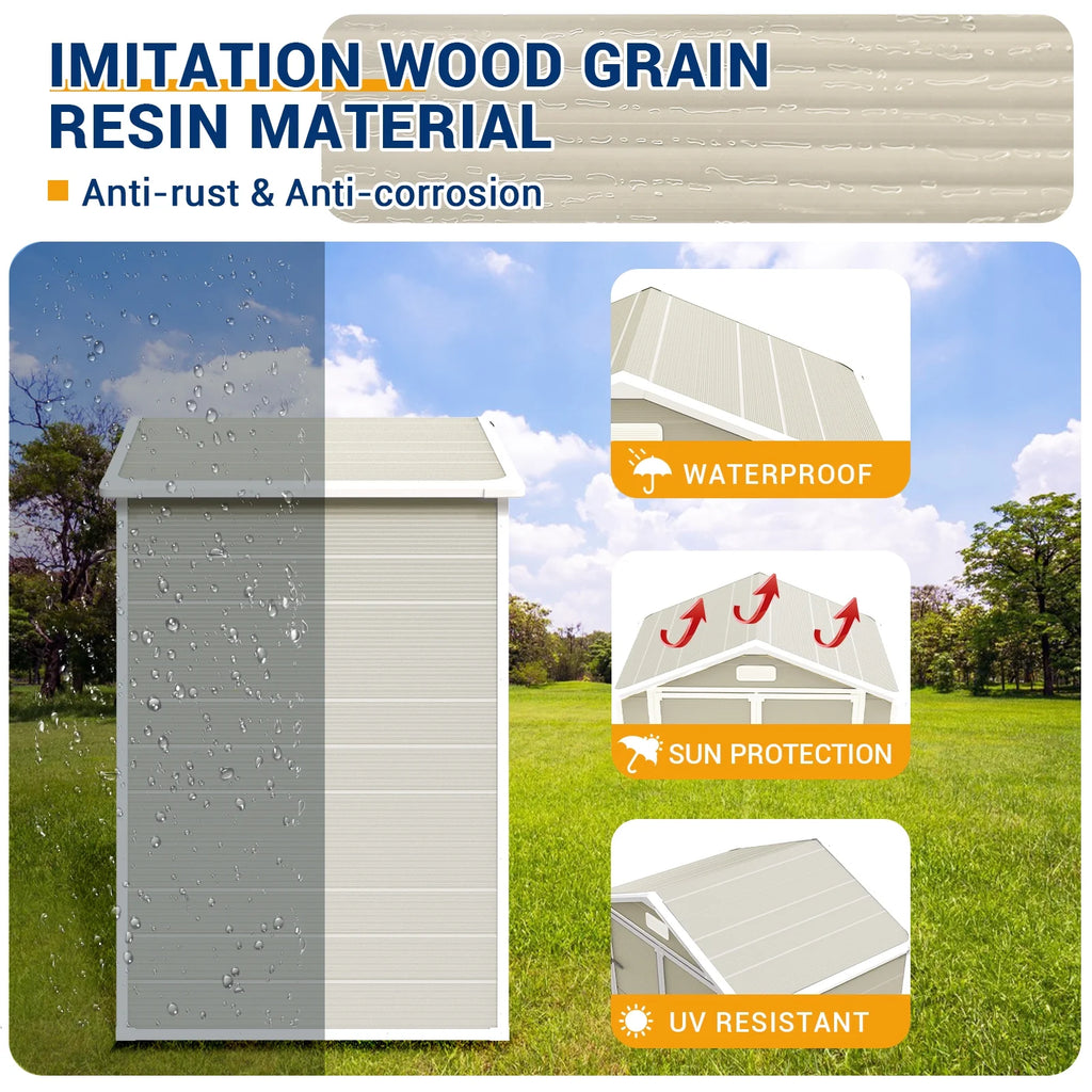 6x4.5 FT Resin Outdoor Storage Shed with Lockable Door F78296