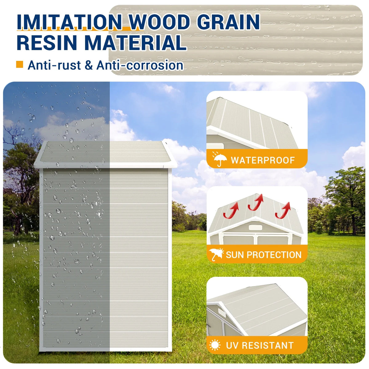6x4.5 FT Resin Outdoor Storage Shed with Lockable Door F78296