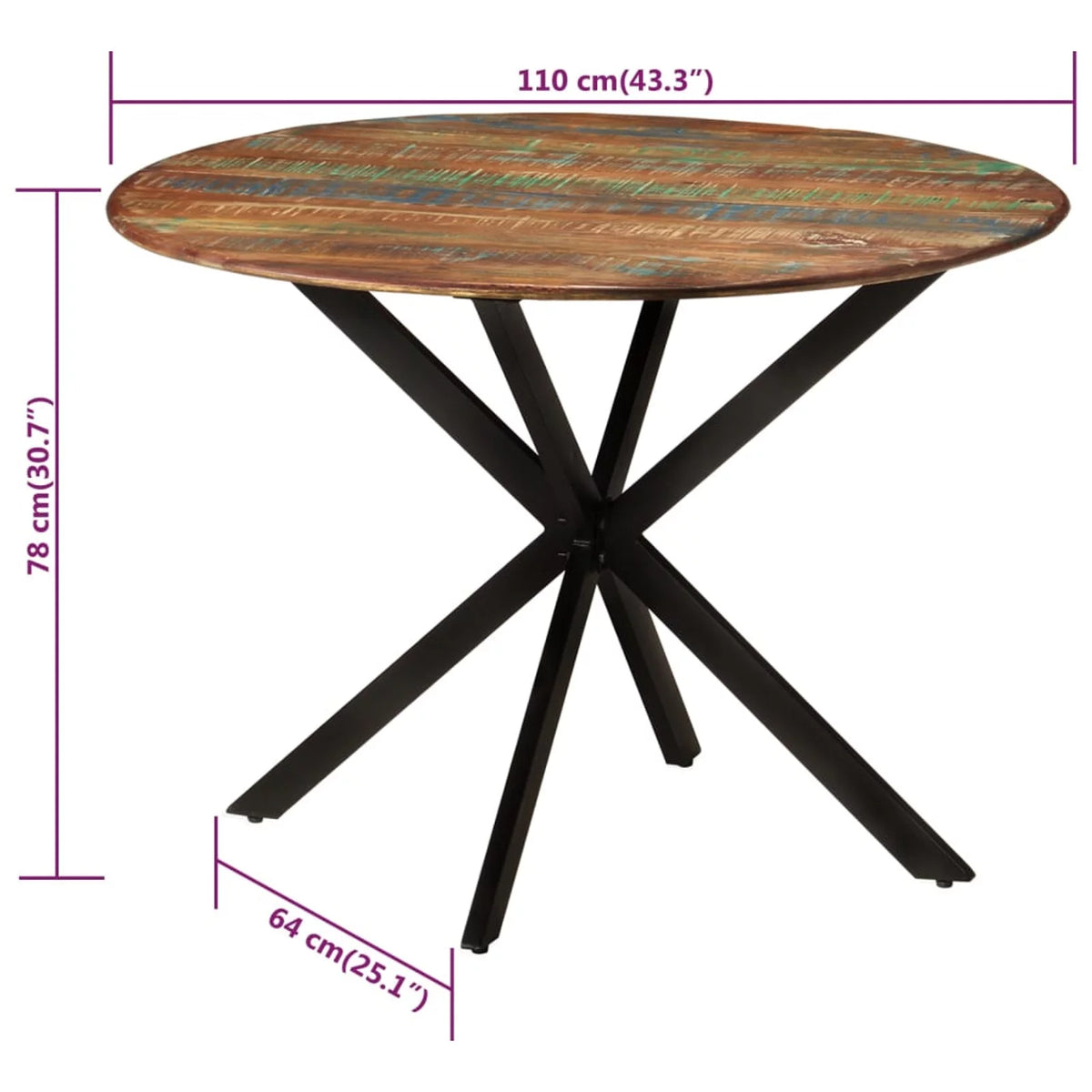 Solid Wood and Steel Dining Table G106642