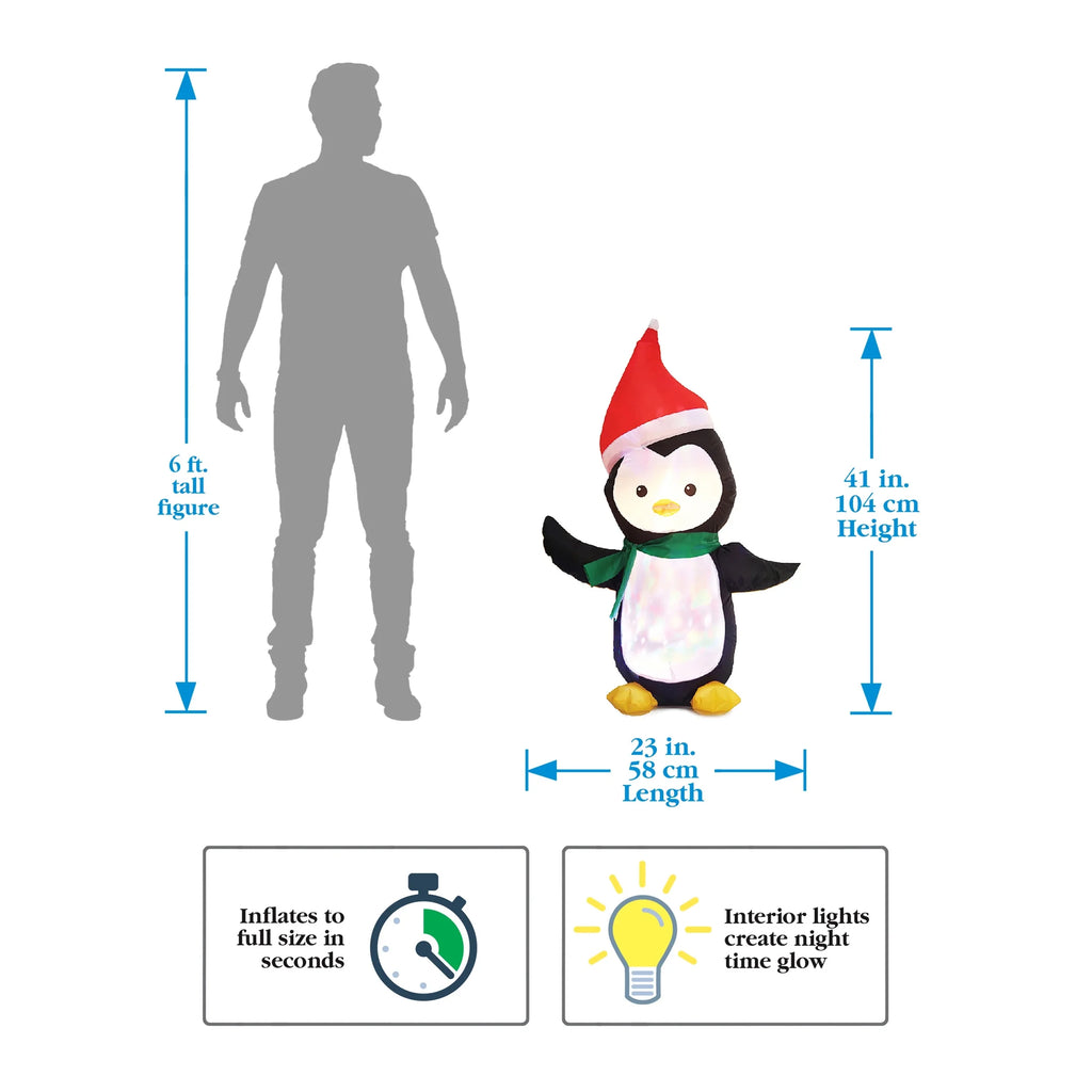 3.5ft Penguin with Disco Lights Christmas Inflatable E742