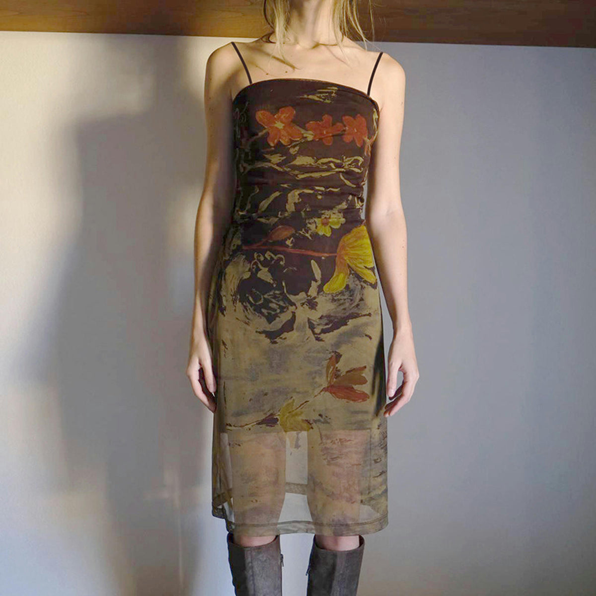 Brown Mesh Skirt U5159