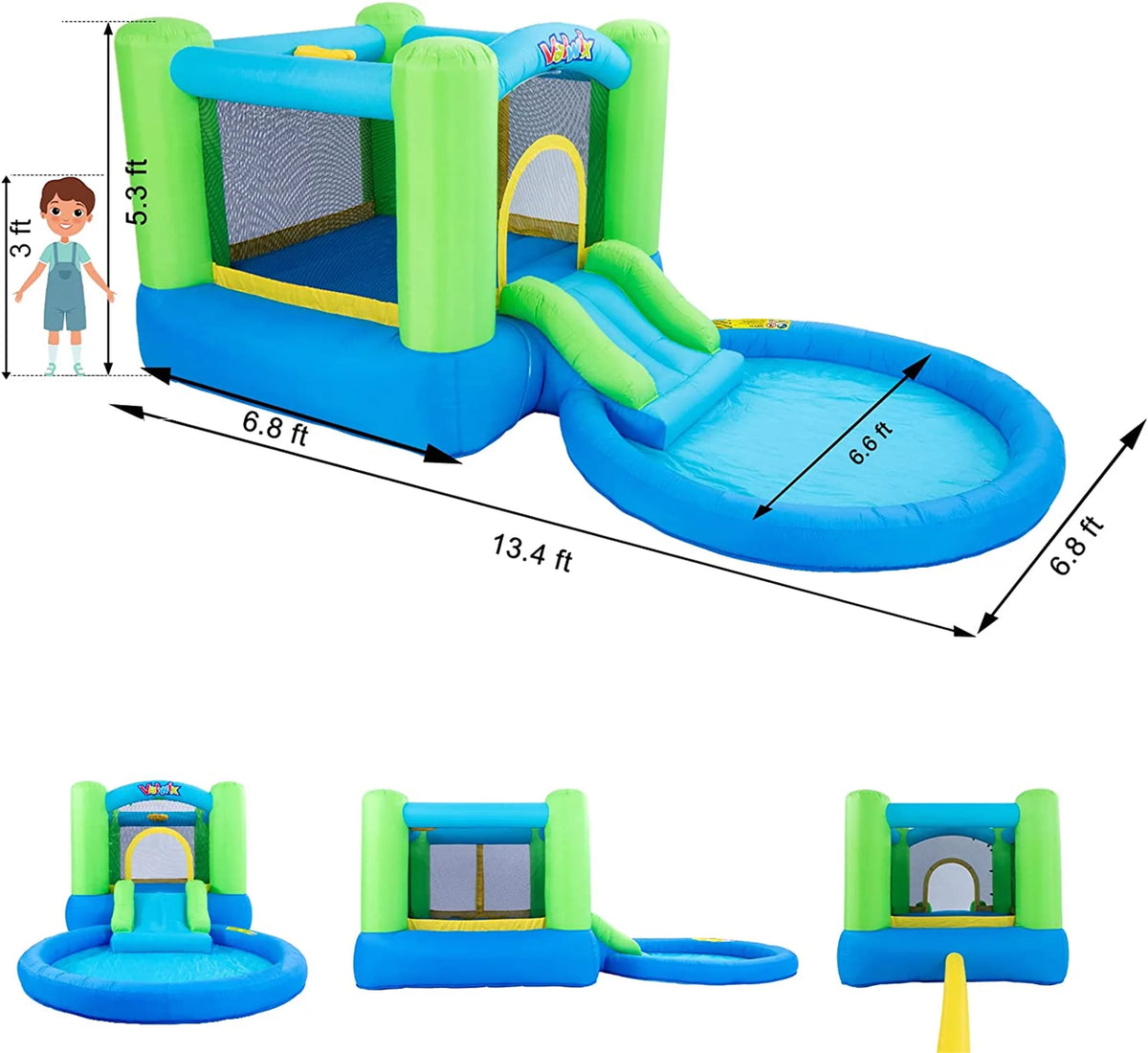 Inflatable Bounce House with Blower, Waterslide & Pool A503