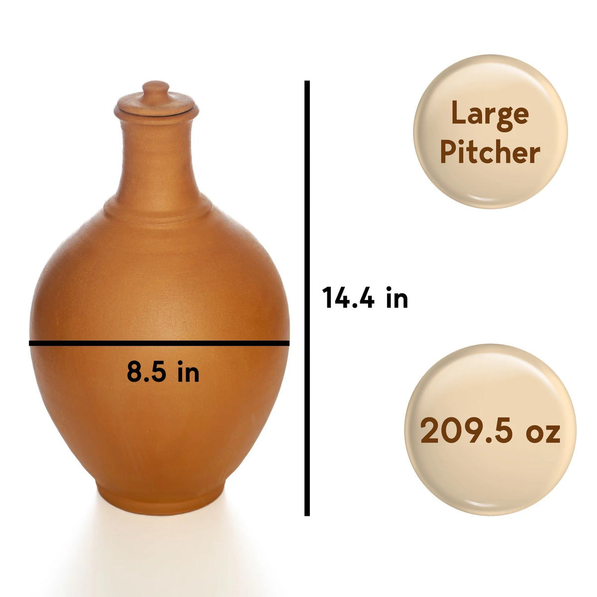 Unglazed Clay Pitcher with Lid K810