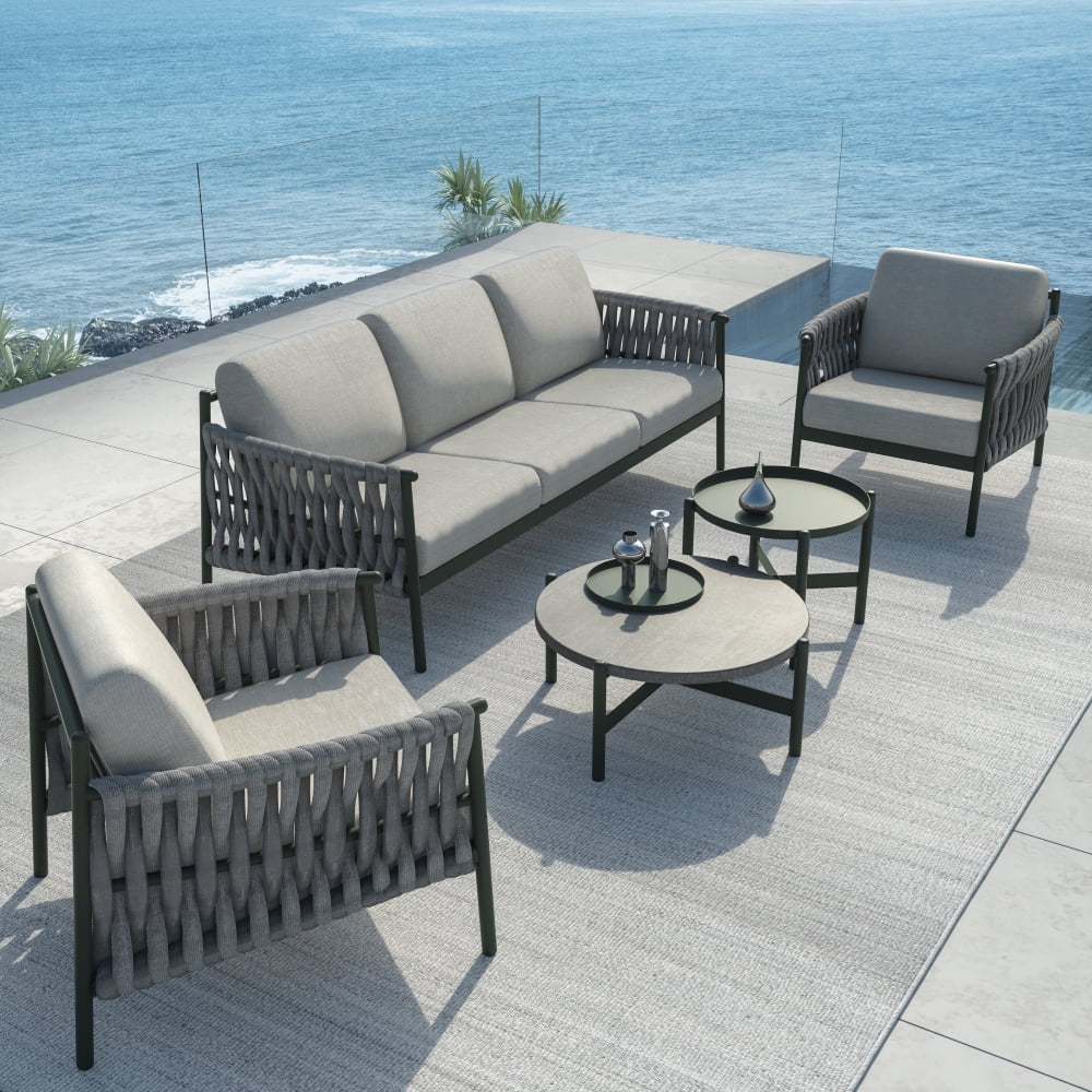 5-Piece Cotton Rope Outdoor Conversation Set with Cushions Q957055