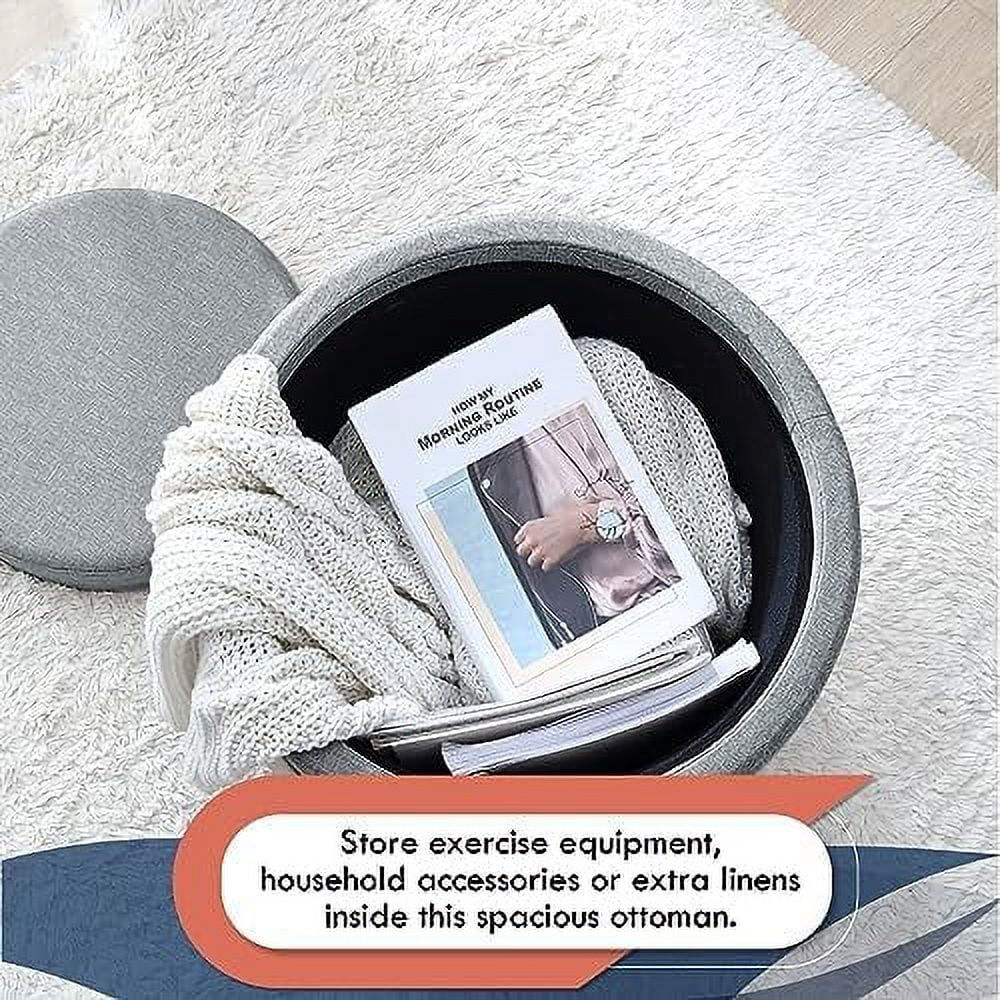 Round Velvet Ottoman with Lift Off Lid and Tray Lid R32583