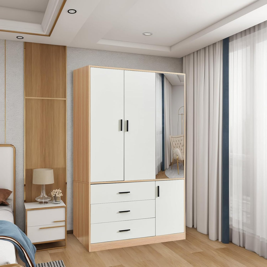 Wooden Wardrobe Closet with 3 Drawers and 2 Doors Y334