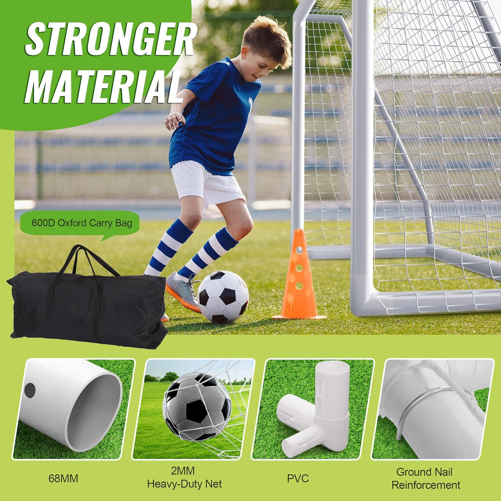 8x5ft Weatherproof PVC Soccer Goal with Carry Bag T870