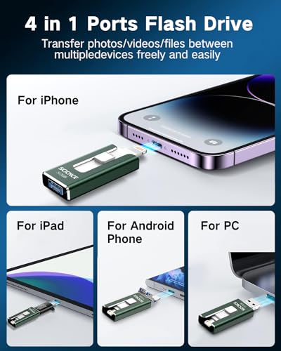 512GB USB Photo Memory Stick with USB C Adapter (Light Purple) H230