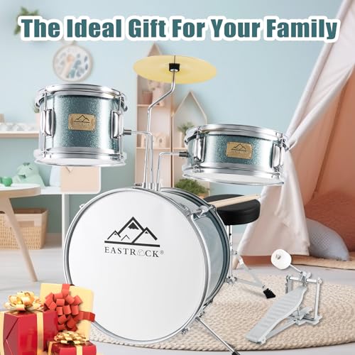 Kids 3 Piece Drum Set with Adjustable Throne, Cymbal, Pedal, Drumsticks U327729