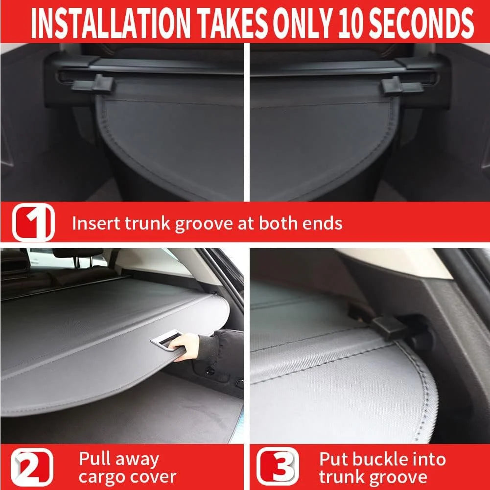 Retractable Cargo Cover for Subaru Forester SUV, Black Rear Trunk Privacy Shade B224