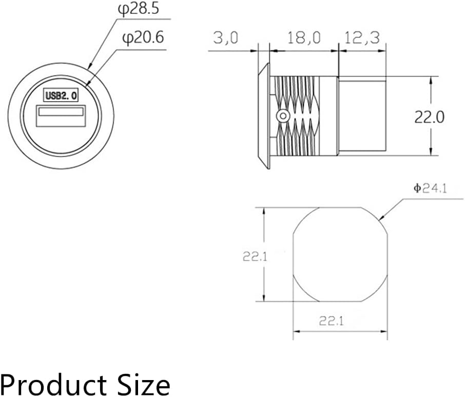 USB 2.0 Panel Mount Coupler, Female to Female Bulkhead Extension Adapter with Dustcap, Pack of 2 O4282