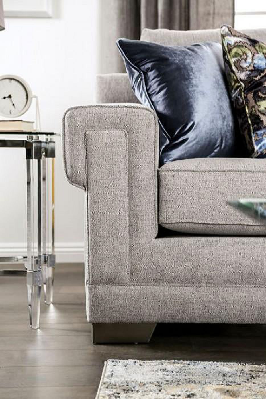 Light Gray Chenille Sofa and Loveseat B82171