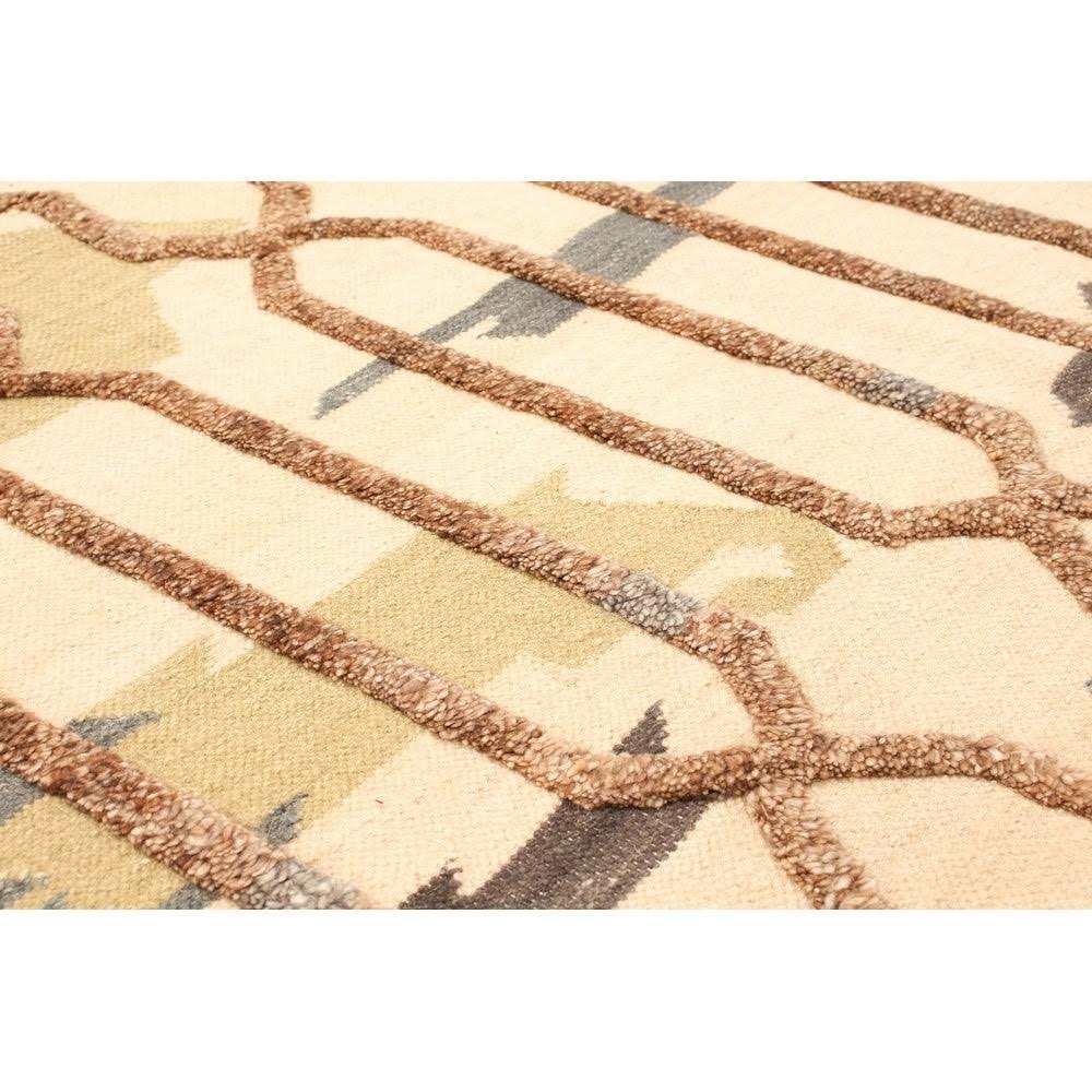 Ivory Wool Kilim Rug D6501