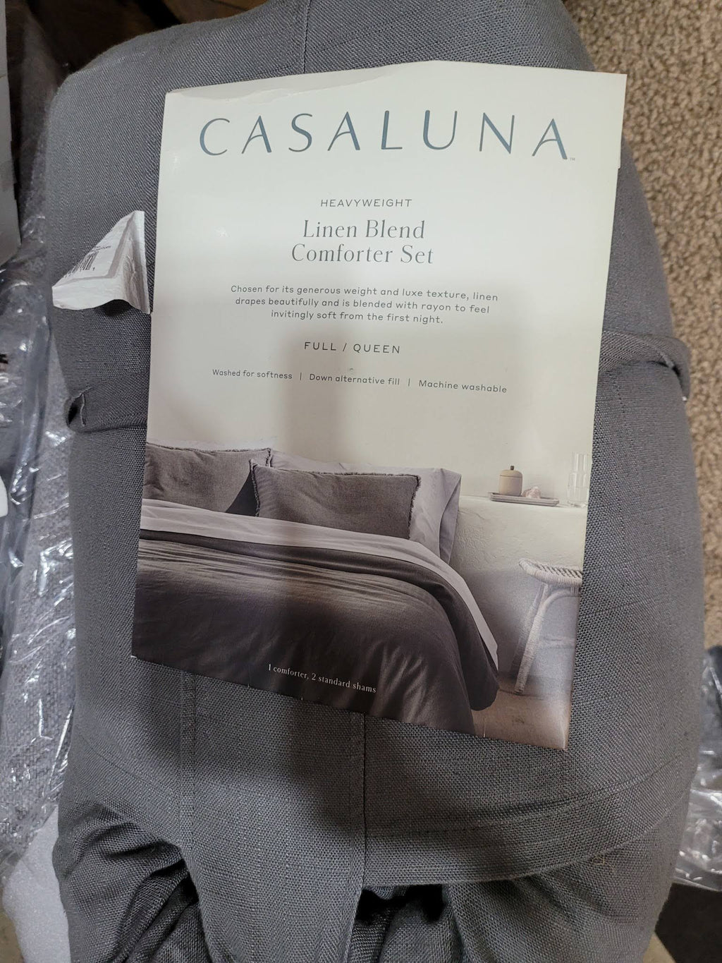 Full/Queen Linen Blend Comforter and Sham Set I76419