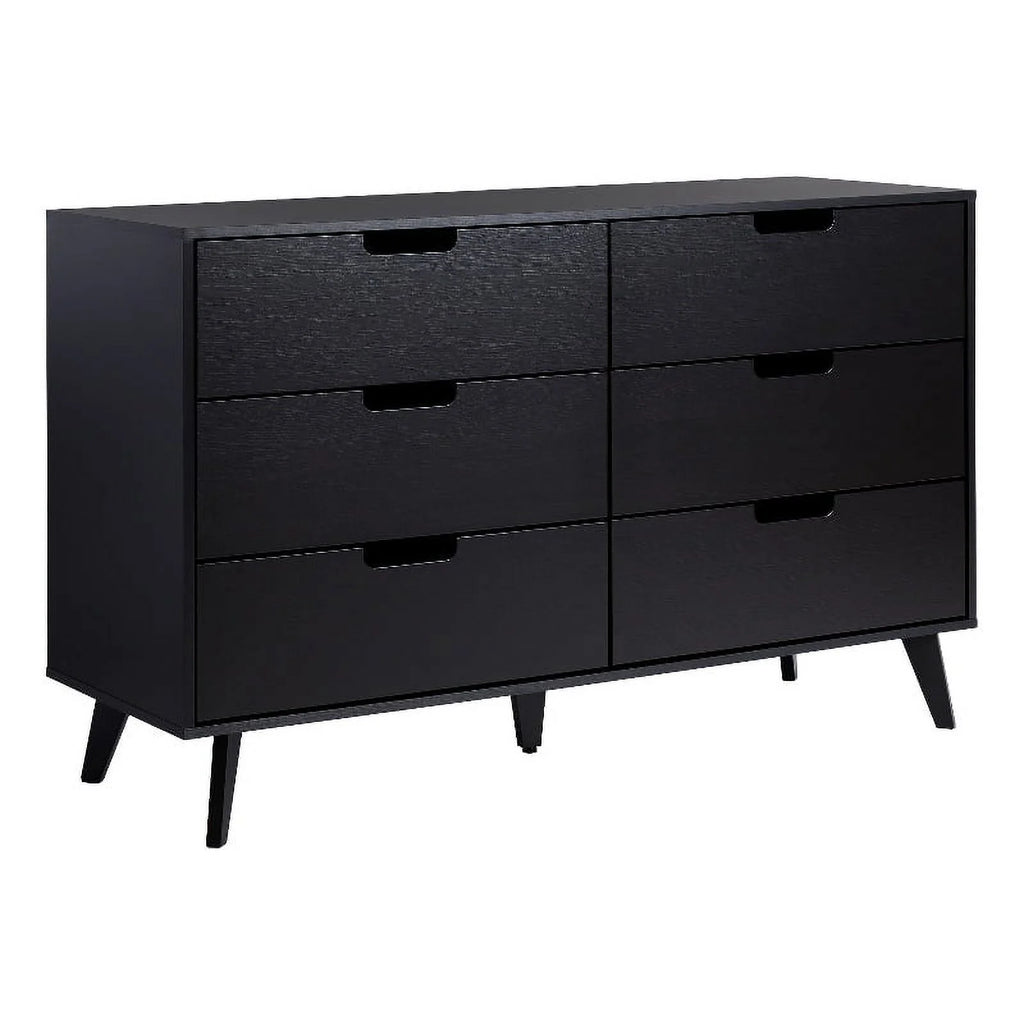 Black 6 Drawer Wood Dresser S24986