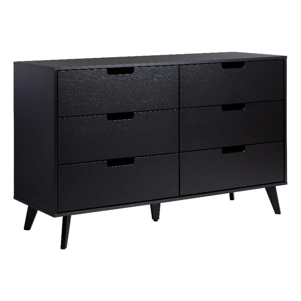Black 6 Drawer Wood Dresser S24986