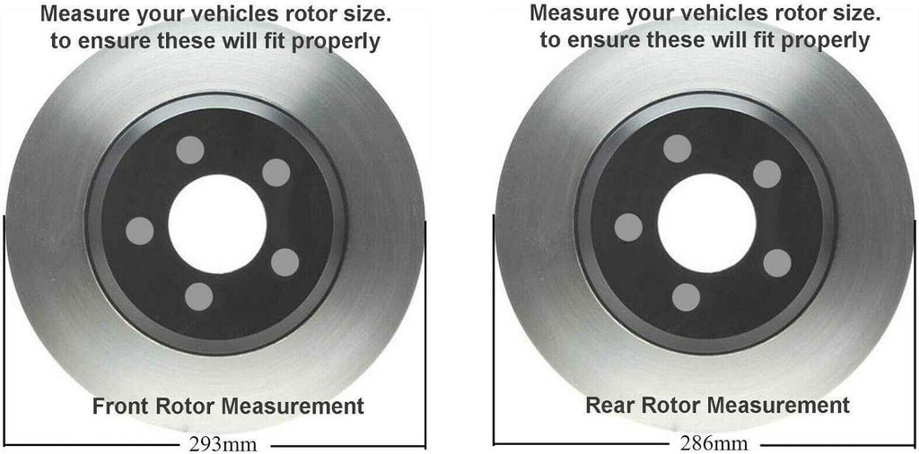 Front and Rear Disc Rotors + Brake Pads Replacement 10pc Set F539