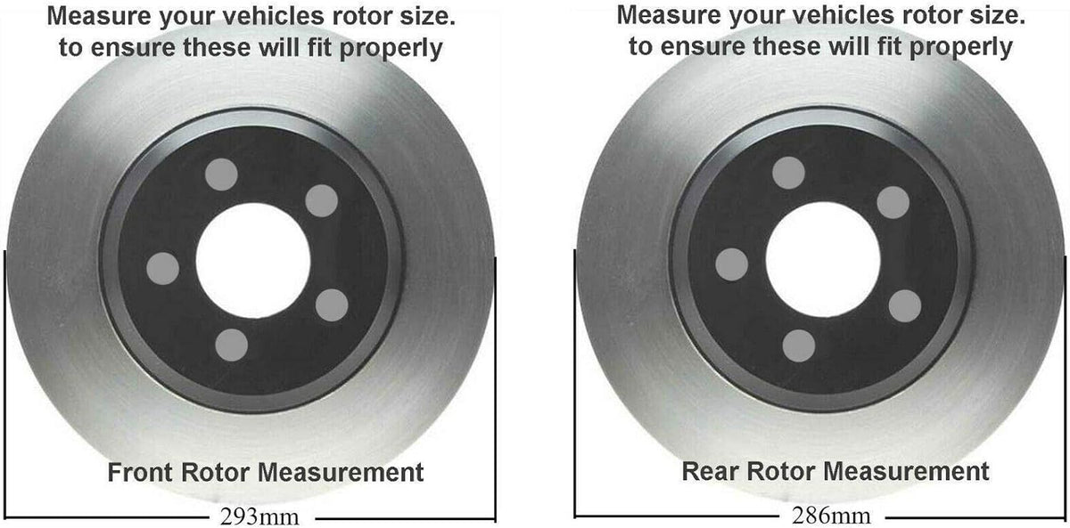 Front and Rear Disc Rotors + Brake Pads Replacement 10pc Set F539