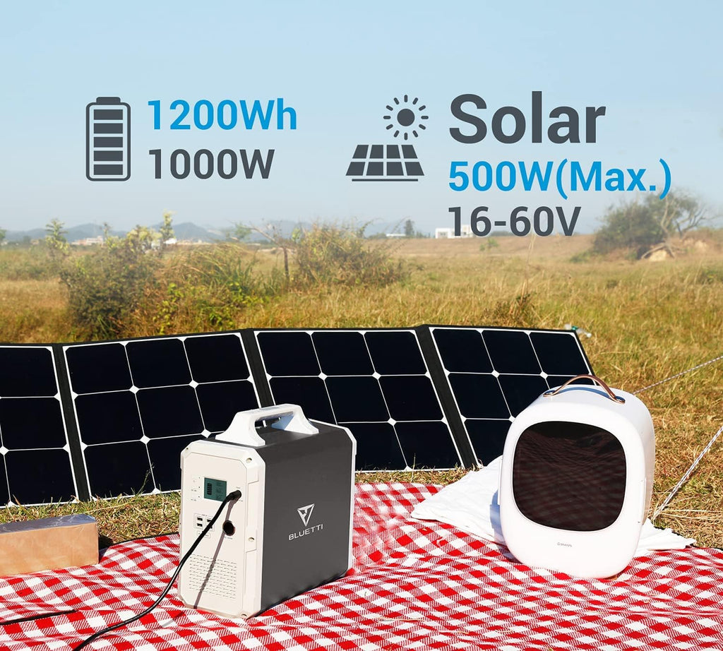 Portable Power Station 1200Wh 1000W Solar Generator with 2x110V AC Outlets O495