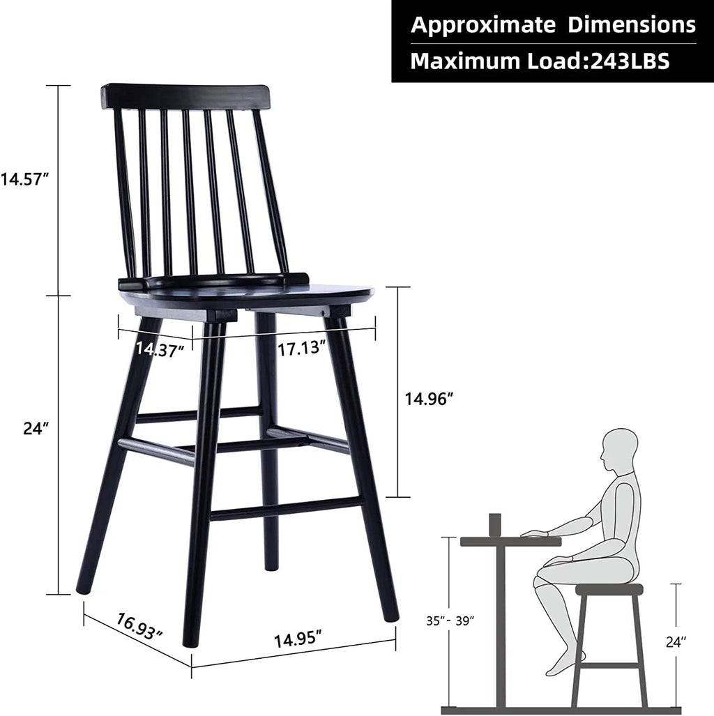 Black Wood Counter Stools Set of 2 A61034