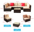 7 Pieces PE Rattan Patio Furniture Set G468362