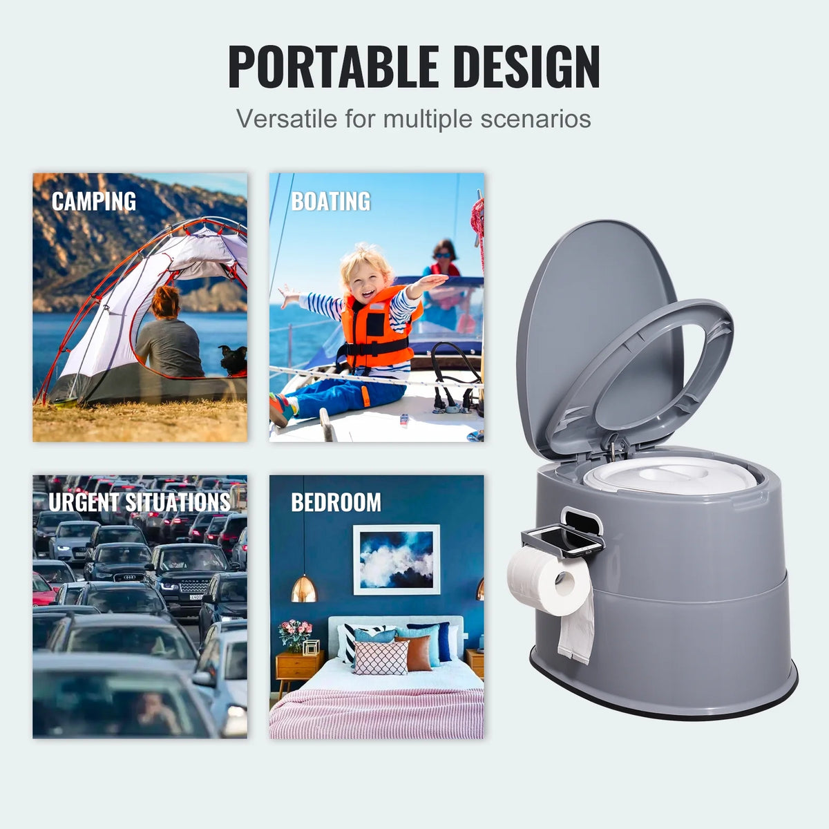 Portable Camping Toilet with Lid F503642