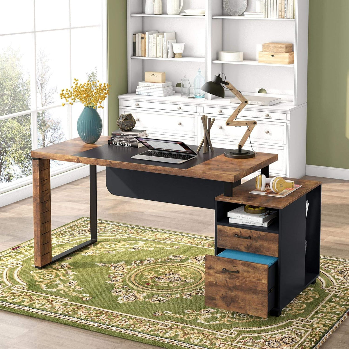59 Inch Computer Desk with Drawers T428646