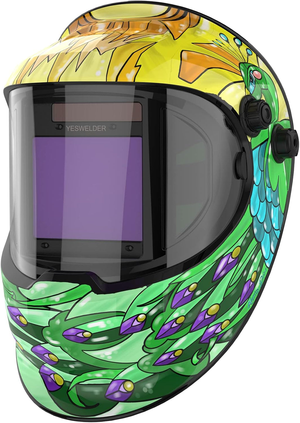 Large Viewing True Color Solar Powered Auto Darkening Welding Helmet with Side View, 4 Arc Sensor Wide Shade 4/5-9/9-13 Welder Mask V99694