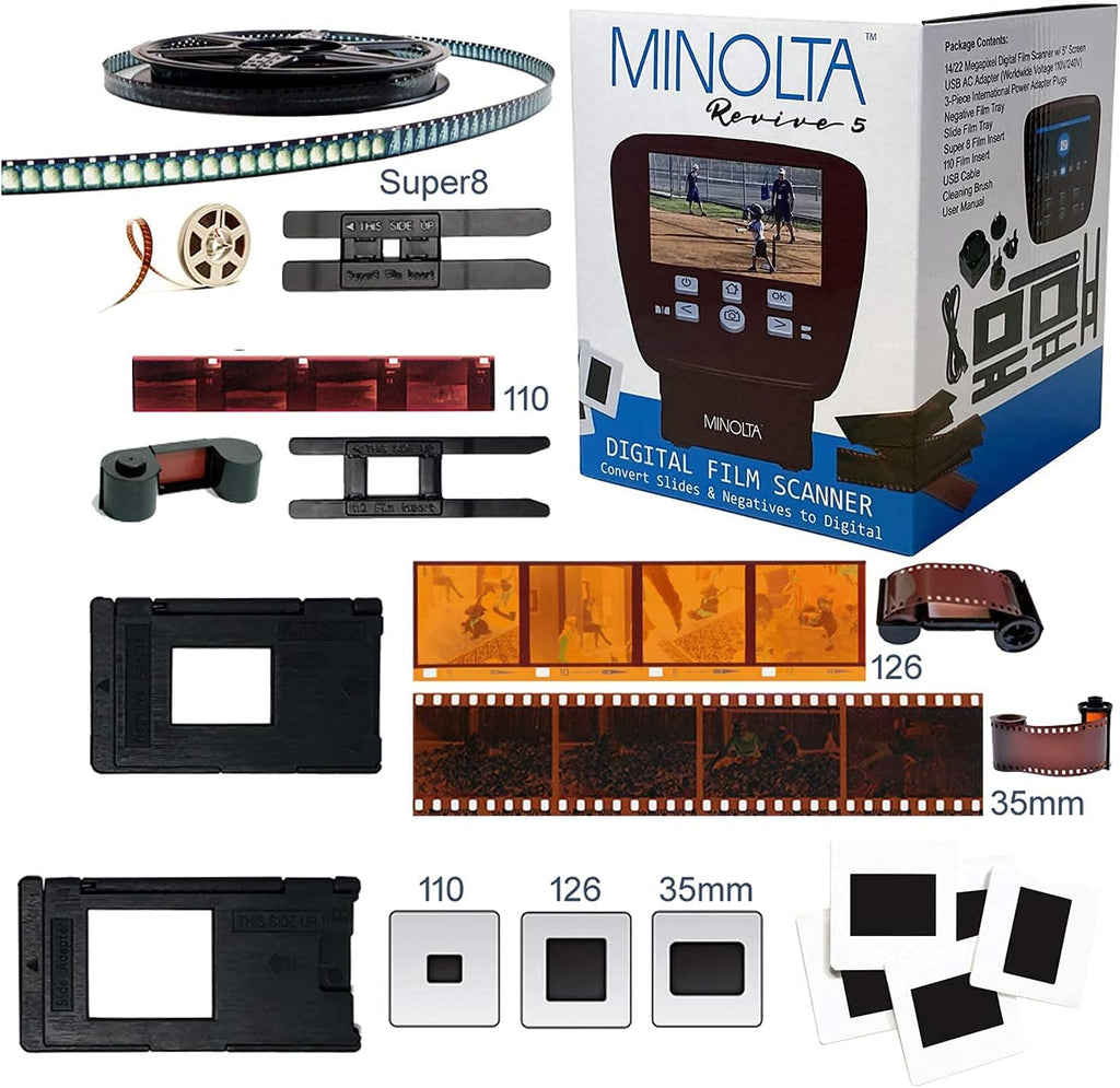 Film & Slide Scanner, 5 Screen, 22MP JPEG, 16GB SD Card M296267