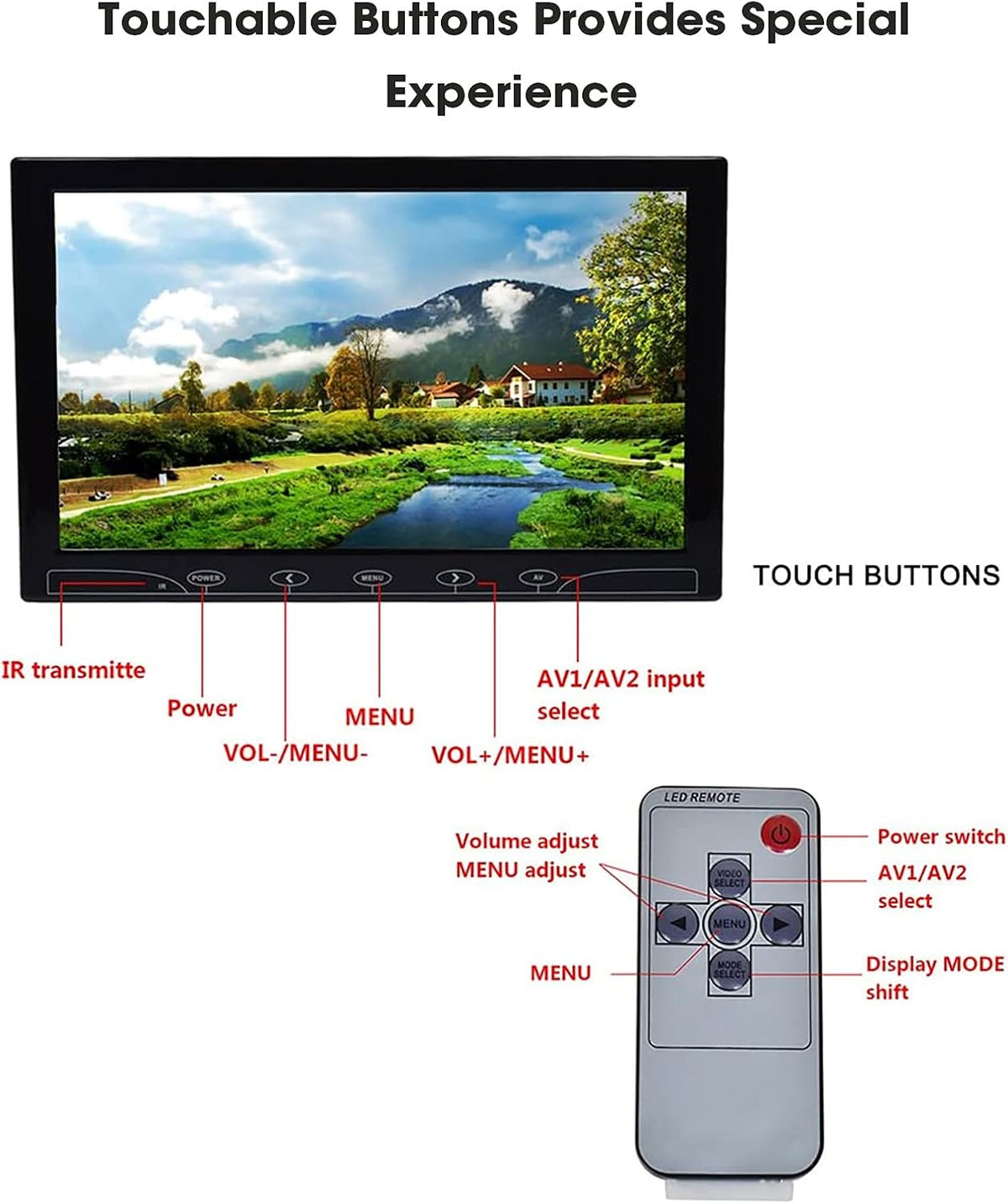 10.1 Inch Security CCTV Monitor with Remote Control Pack of 2 R8058